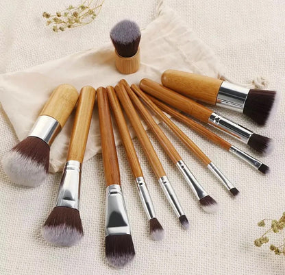 Set De Brochas De Maquillaje De Bambú x11